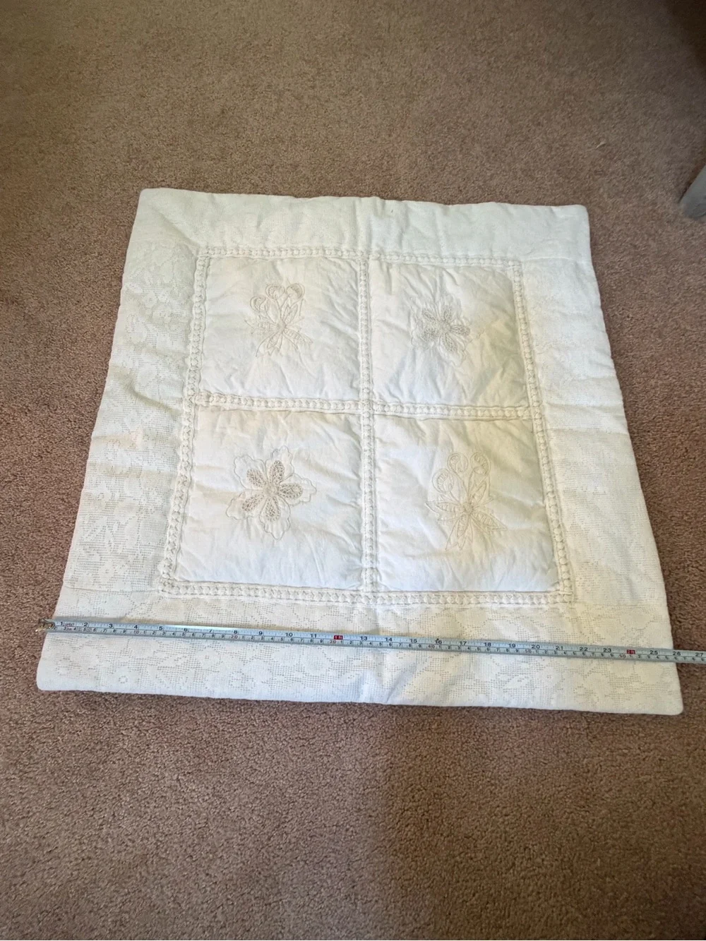 New Anthropologie vienne floral cotton embroidered euro sham lace white cover